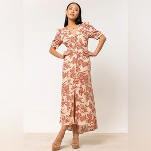 NWT Bohme Lia FLORAL MIDI DRESS IN RUST
